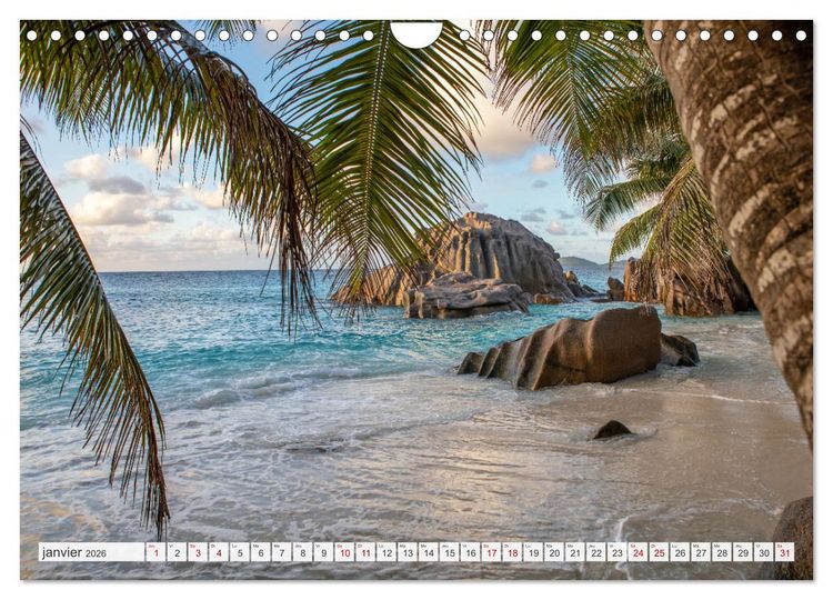Produktbild: Seychelles - Des &icirc;les de r&ecirc;ve dans l'oc&eacute;an Indien (Calendrier mural 2026 DIN A4 vertical), CALVENDO calendrier mensuel