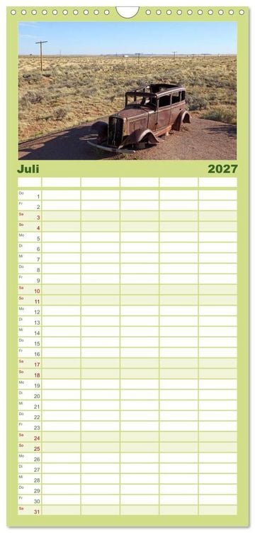 Produktbild: Familienplaner 2027 - Route 66 im S&uuml;dwesten mit 5 Spalten (Wandkalender, 21 x 45 cm) CALVENDO