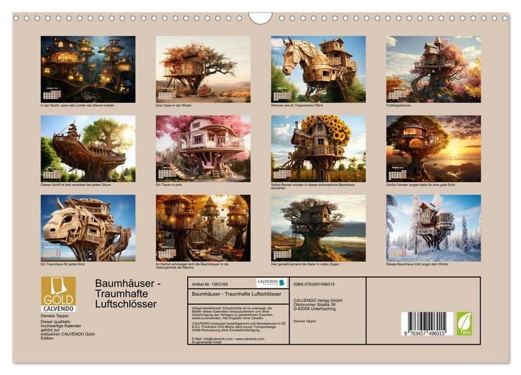 Produktbild: Baumh&auml;user - Traumhafte Luftschl&ouml;sser (Wandkalender 2026 DIN A3 quer), CALVENDO Monatskalender