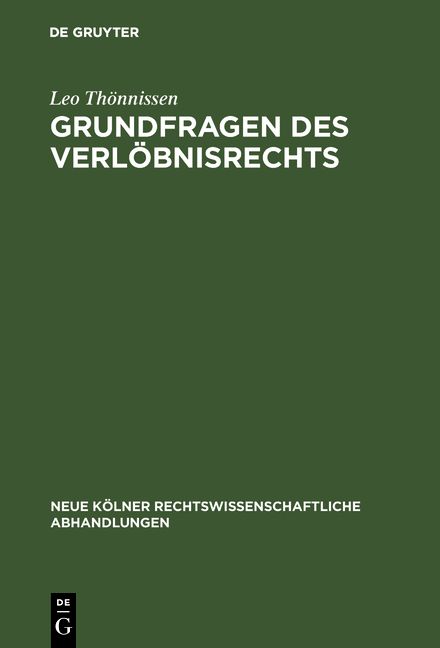 Produktbild: Grundfragen des Verl&ouml;bnisrechts