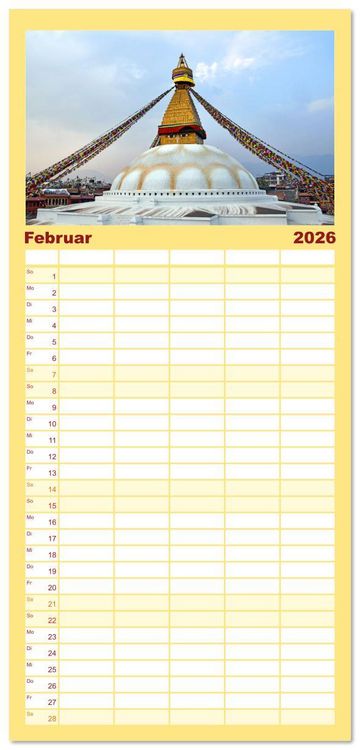 Produktbild: Familienplaner 2026 - KATHMANDU, Nepals Hauptstadt mit 5 Spalten (Wandkalender, 21 x 45 cm) CALVENDO