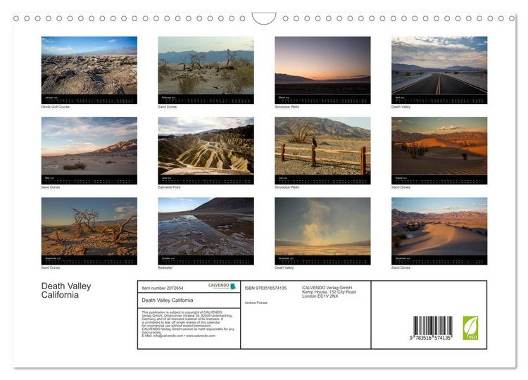 Produktbild: Death Valley California (Wall Calendar 2026 DIN A3 landscape), CALVENDO 12 Month Wall Calendar