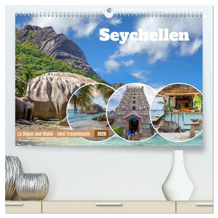 Produktbild: Seychellen: La Digue und Mah&eacute; - zwei Trauminseln (hochwertiger Premium Wandkalender 2026 DIN A2 quer), Kunstdruck in Hochglanz