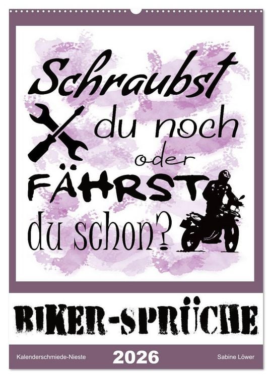 Produktbild: Biker-Spr&uuml;che (Wandkalender 2026 DIN A2 hoch), CALVENDO Monatskalender