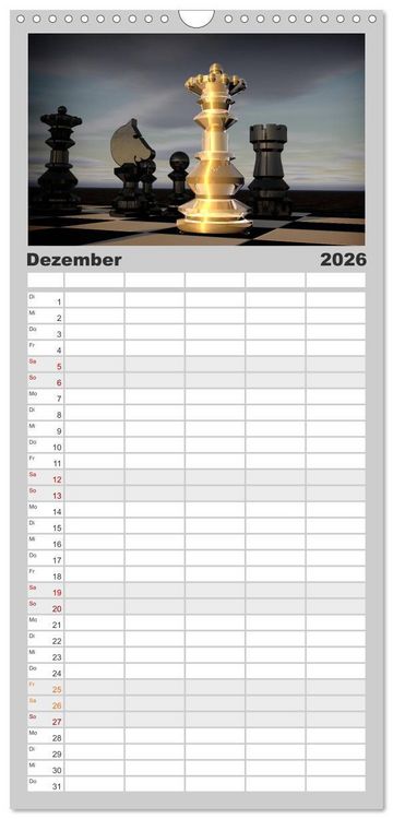 Produktbild: Familienplaner 2026 - SCHACH - Spiel der K&ouml;nige mit 5 Spalten (Wandkalender, 21 x 45 cm) CALVENDO