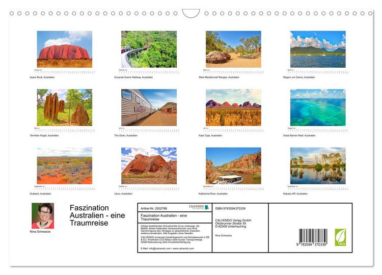 Produktbild: Faszination Australien - eine Traumreise (Wandkalender 2027 DIN A3 quer), CALVENDO Monatskalender