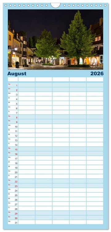 Produktbild: Familienplaner 2026 - N&uuml;rnberg - Die Altstadt bei Nacht mit 5 Spalten (Wandkalender, 21 x 45 cm) CALVENDO