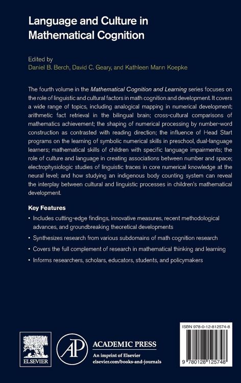 Produktbild: Language and Culture in Mathematical Cognition