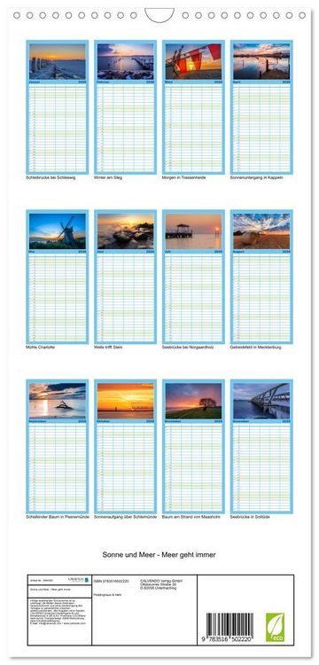 Produktbild: Familienplaner 2026 - Sonne und Meer - Meer geht immer mit 5 Spalten (Wandkalender, 21 x 45 cm) CALVENDO
