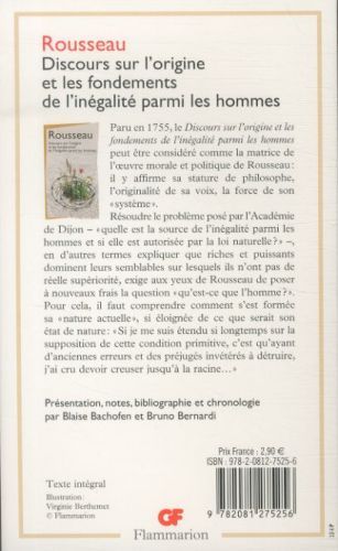 Produktbild: Discours sur l' origine et les fondements de l' in&eacute;galit&eacute; parmi les hommes