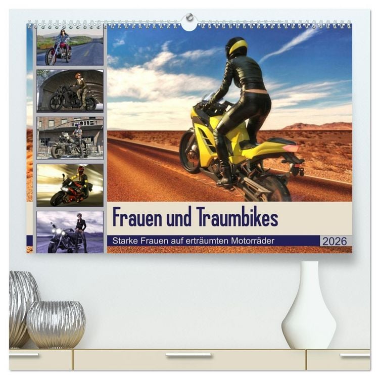Produktbild: Frauen und Traumbikes (hochwertiger Premium Wandkalender 2026 DIN A2 quer), Kunstdruck in Hochglanz