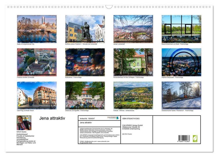 Produktbild: Jena attraktiv (Wandkalender 2026 DIN A2 quer), CALVENDO Monatskalender