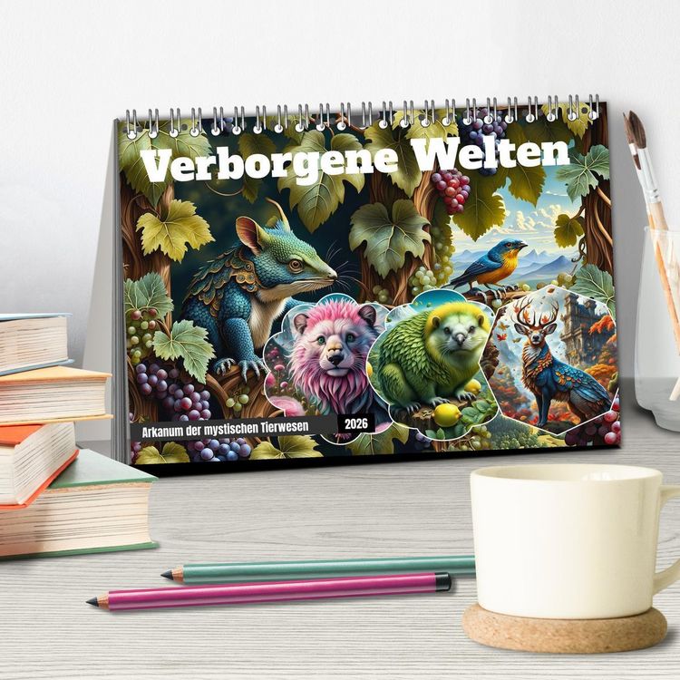 Produktbild: Verborgene Welten: Arkanum der mystischen Tierwesen (Tischkalender 2026 DIN A5 quer), CALVENDO Monatskalender