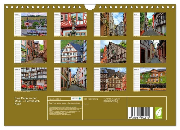 Produktbild: Eine Perle an der Mosel &ndash; Bernkastel-Kues (Wandkalender 2026 DIN A4 quer), CALVENDO Monatskalender