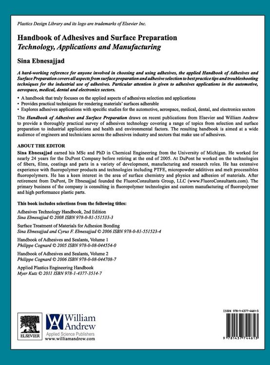 Produktbild: Handbook of Adhesives and Surface Preparation