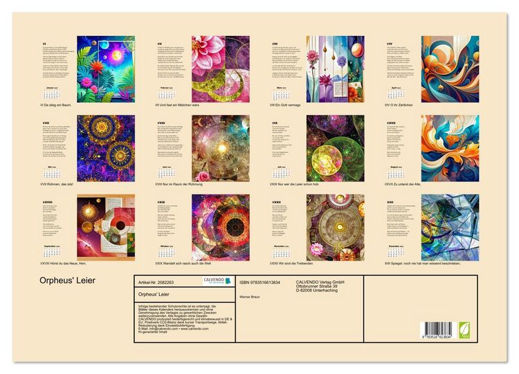 Produktbild: Orpheus' Leier (Wandkalender 2026 DIN A2 quer), CALVENDO Monatskalender