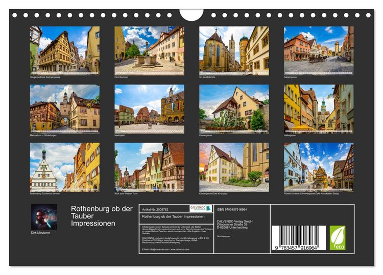 Produktbild: Rothenburg ob der Tauber Impressionen (Wandkalender 2026 DIN A4 quer), CALVENDO Monatskalender