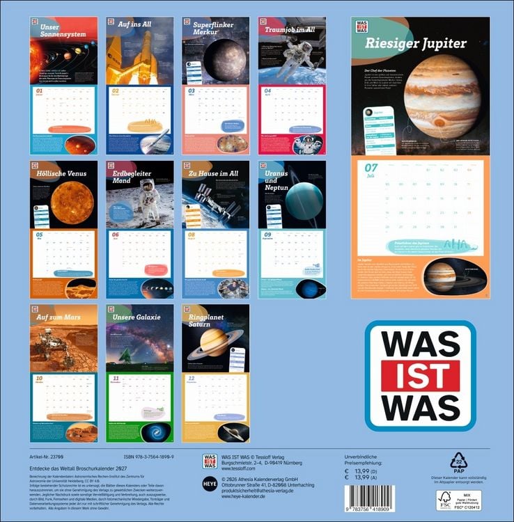 Produktbild: WAS IST WAS Entdecke das Weltall Broschurkalender 2027