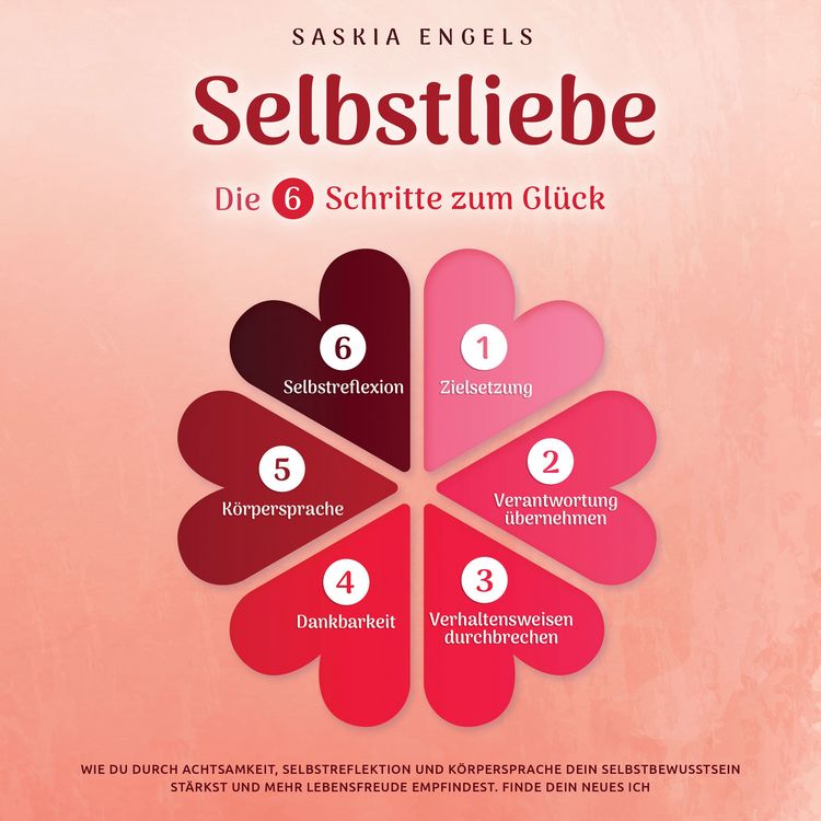 Produktbild: Selbstliebe &ndash; Die 6 Schritte zum Gl&uuml;ck: Wie du durch Achtsamkeit, Selbstreflektion und K&ouml;rpersprache dein Selbstbewusstsein st&auml;rkst und mehr Lebensfreude empfindest. Finde dein neues Ich