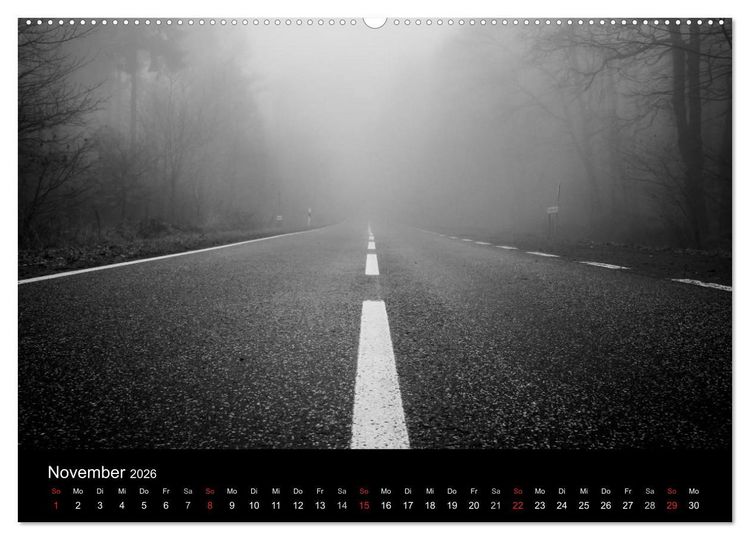 Produktbild: Monochrom 2026 (Wandkalender 2026 DIN A2 quer), CALVENDO Monatskalender