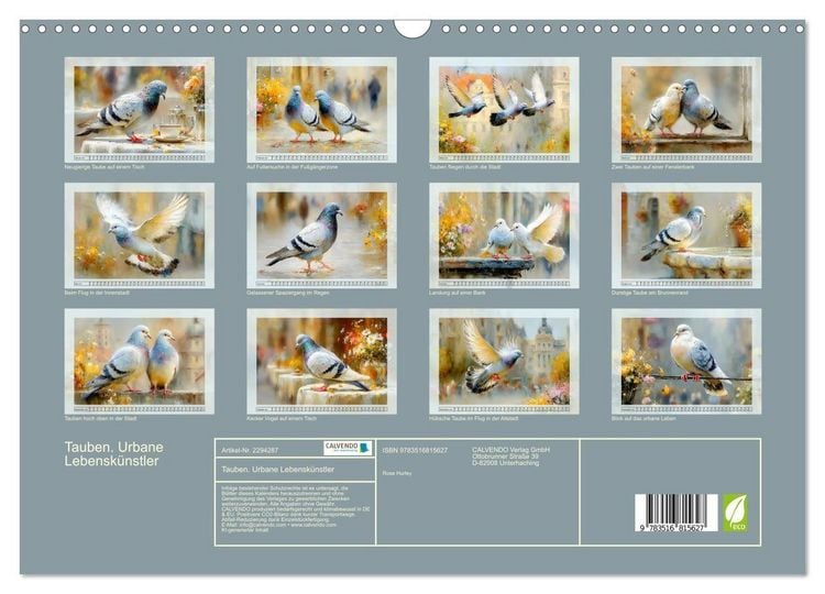 Produktbild: Tauben. Urbane Lebensk&uuml;nstler (Wandkalender 2027 DIN A3 quer), CALVENDO Monatskalender