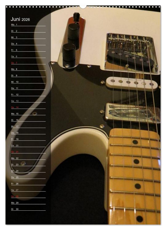 Produktbild: ROCKGITARREN in Szene gesetzt / Geburtstagskalender (hochwertiger Premium Wandkalender 2026 DIN A2 hoch), Kunstdruck in Hochglanz
