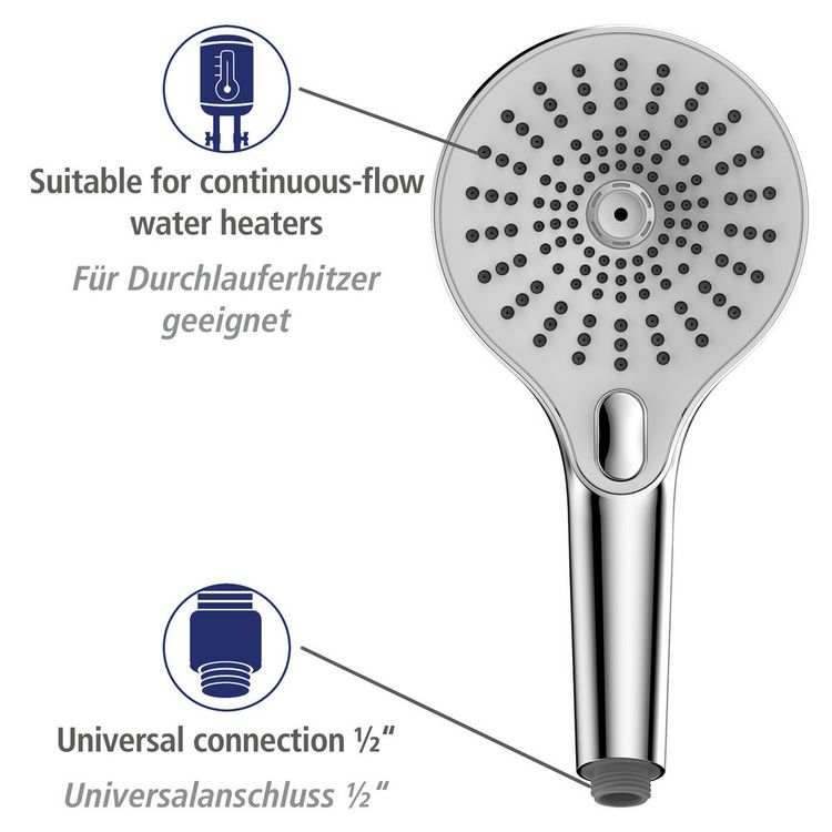 Produktbild: Duschkopf Mod. Ultimate Shower Chrom/Wei&szlig;, &Oslash; 13 cm