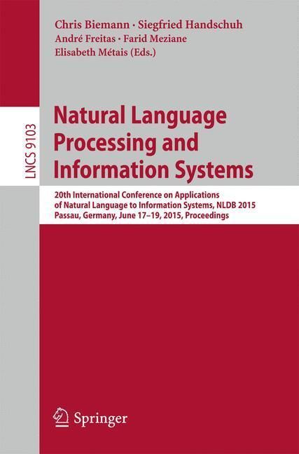 Produktbild: Natural Language Processing and Information Systems