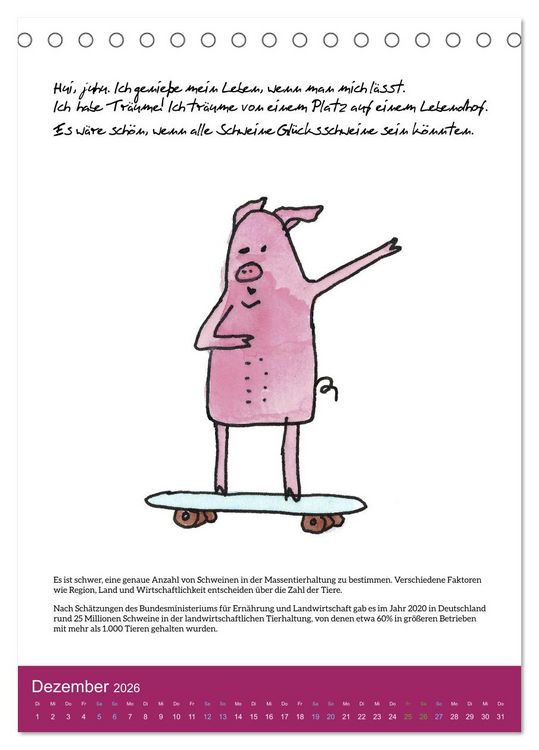 Produktbild: Schweinekalender - Alles was du &uuml;ber Schweine wissen wolltest! (Tischkalender 2026 DIN A5 hoch), CALVENDO Monatskalender