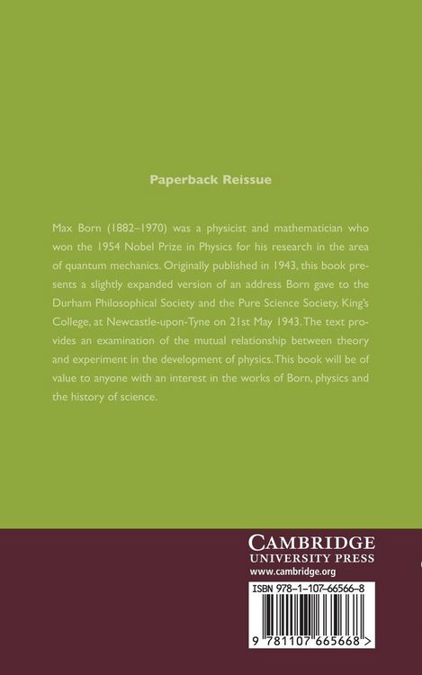 Produktbild: Experiment and Theory in Physics