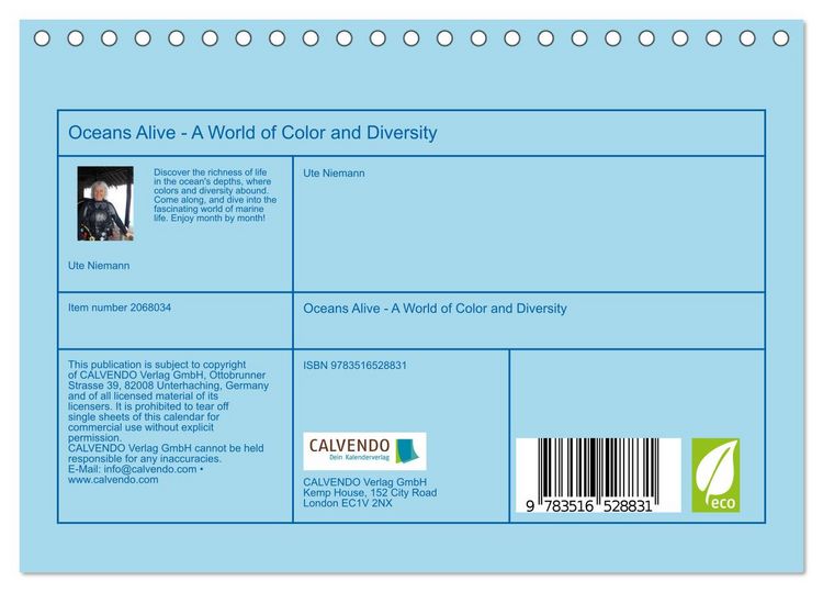 Produktbild: Oceans Alive - A World of Color and Diversity (Desk Calendar 2026 DIN A5 landscape), CALVENDO 12 Month DeskCalendar