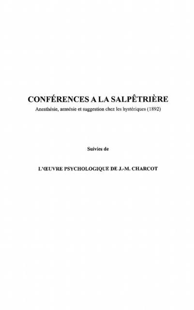 Produktbild: Conferences a la Salpetriere