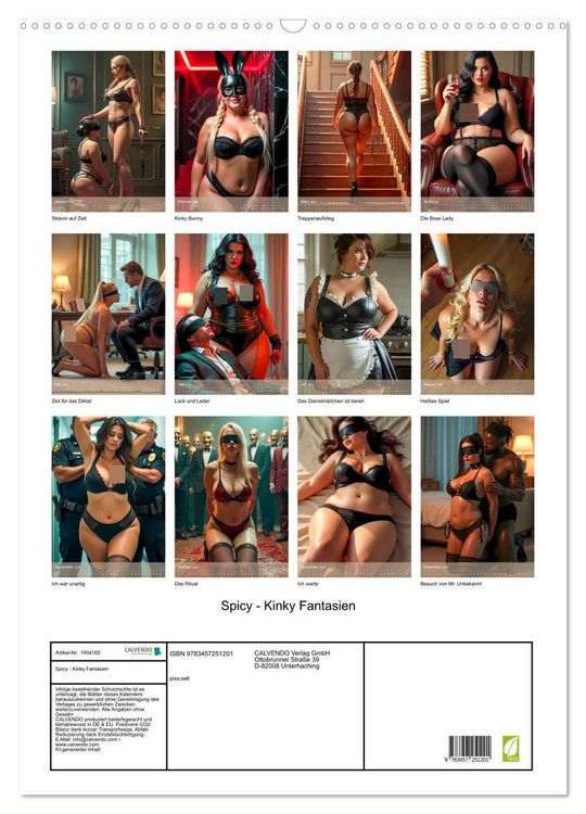 Produktbild: Spicy - Kinky Fantasien (Wandkalender 2026 DIN A2 hoch), CALVENDO Monatskalender