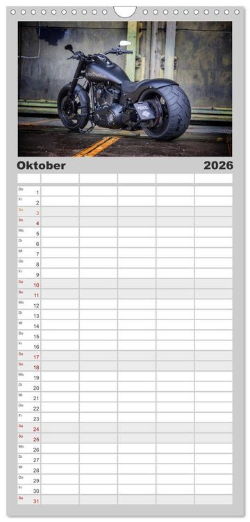 Produktbild: Familienplaner 2026 - Exklusive Best of Fat Ass Custombike Edition, feinste Harleys mit fettem Hintern mit 5 Spalten (Wandkalender, 21 x 45 cm) CALVENDO