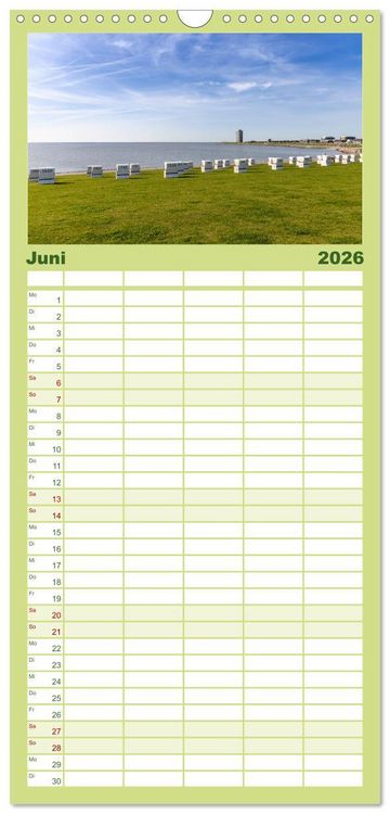 Produktbild: Familienplaner 2026 - B&uuml;sum - Urlaub an der Nordsee mit 5 Spalten (Wandkalender, 21 x 45 cm) CALVENDO