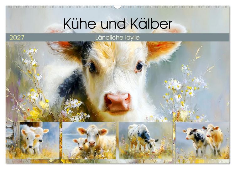 Produktbild: K&uuml;he und K&auml;lber. L&auml;ndliche Idylle (Wandkalender 2027 DIN A2 quer), CALVENDO Monatskalender
