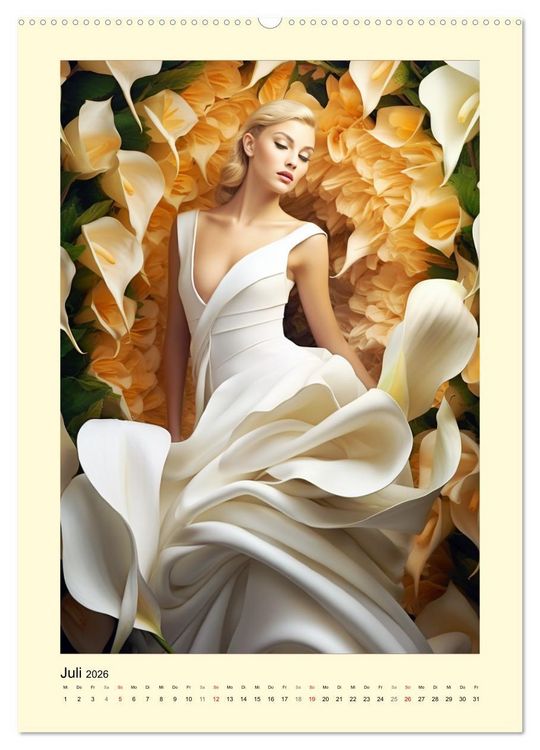Produktbild: Bl&uuml;tenzauber. Floraler Reigen. Bezaubernde Frauen in Blumenpracht (hochwertiger Premium Wandkalender 2026 DIN A2 hoch), Kunstdruck in Hochglanz