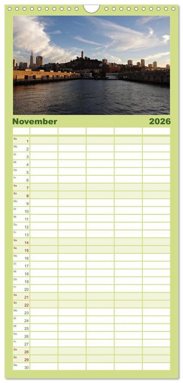 Produktbild: Familienplaner 2026 - San Francisco Westk&uuml;ste USA mit 5 Spalten (Wandkalender, 21 x 45 cm) CALVENDO