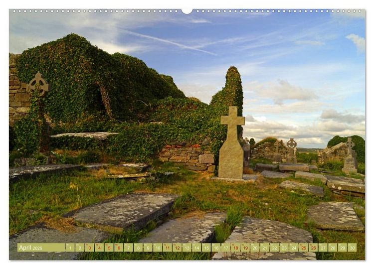 Produktbild: Ehrf&uuml;rchtige Stille - Friedh&ouml;fe in Irland (hochwertiger Premium Wandkalender 2026 DIN A2 quer), Kunstdruck in Hochglanz