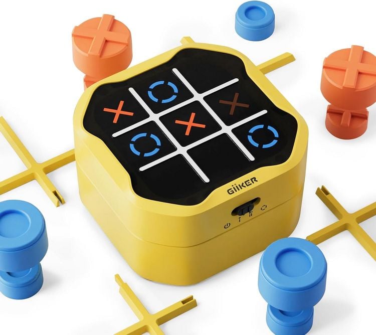 Produktbild: GiiKER Tic Tac Toe Bolt Elektronisches 3-in-1 Puzzle-Handheld-Spielkonsole, Logikspiel f&uuml;r Kinder und Erwachsene, gelb