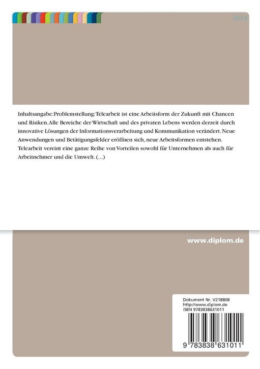 Produktbild: Telearbeit in der betrieblichen Praxis