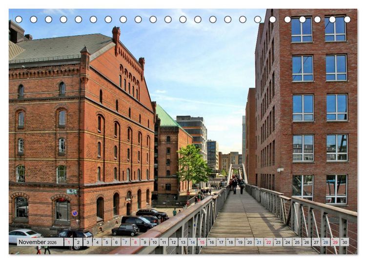 Produktbild: Hamburg - Ein Tag in der Speicherstadt (Tischkalender 2026 DIN A5 quer), CALVENDO Monatskalender