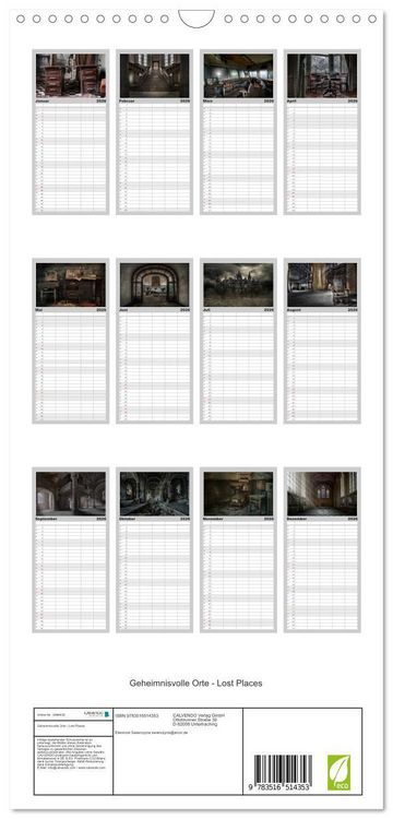 Produktbild: Familienplaner 2026 - Geheimnisvolle Orte - Lost Places mit 5 Spalten (Wandkalender, 21 x 45 cm) CALVENDO