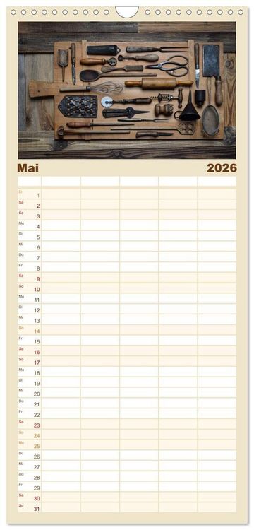 Produktbild: Familienplaner 2026 - K&uuml;chenutensilien mit 5 Spalten (Wandkalender, 21 x 45 cm) CALVENDO