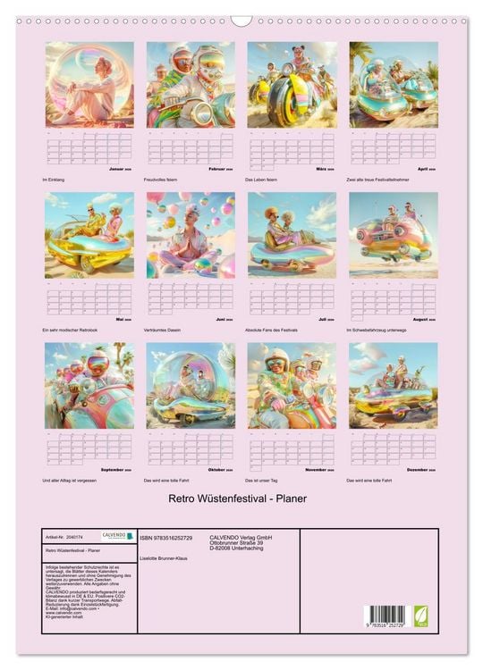Produktbild: Retro W&uuml;stenfestival - Planer (Wandkalender 2026 DIN A2 hoch), CALVENDO Monatskalender