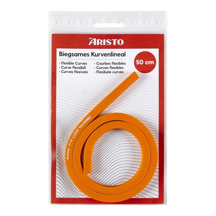 Produktbild: ARISTO Biegsames Kurvenlineal 50 cm orange, Bleikern, Tuschekante