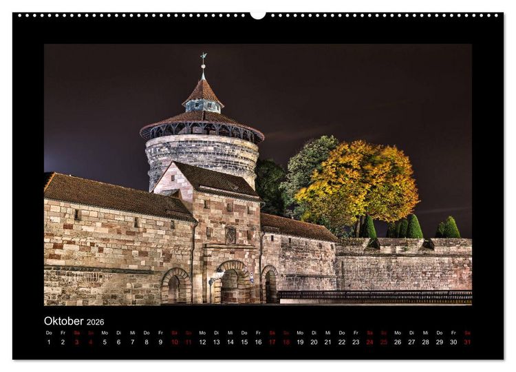 Produktbild: N&uuml;rnberg - Die Altstadt bei Nacht (hochwertiger Premium Wandkalender 2026 DIN A2 quer), Kunstdruck in Hochglanz