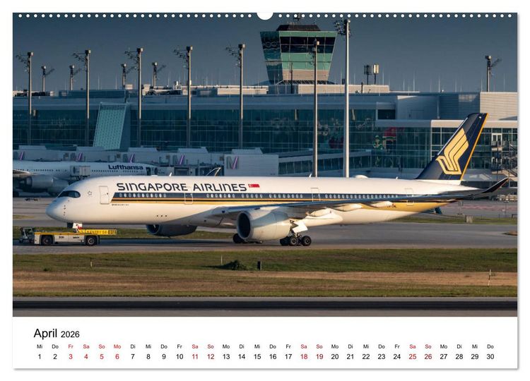 Produktbild: Planespotting am Flughafen M&uuml;nchen (hochwertiger Premium Wandkalender 2026 DIN A2 quer), Kunstdruck in Hochglanz