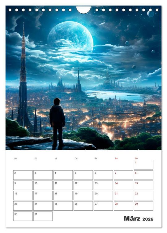 Produktbild: FERNE WELTEN Cooler Terminplaner (Wandkalender 2026 DIN A4 hoch), CALVENDO Monatskalender