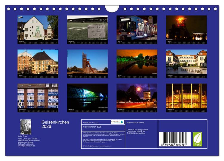 Produktbild: Gelsenkirchen 2026 (Wandkalender 2026 DIN A4 quer), CALVENDO Monatskalender